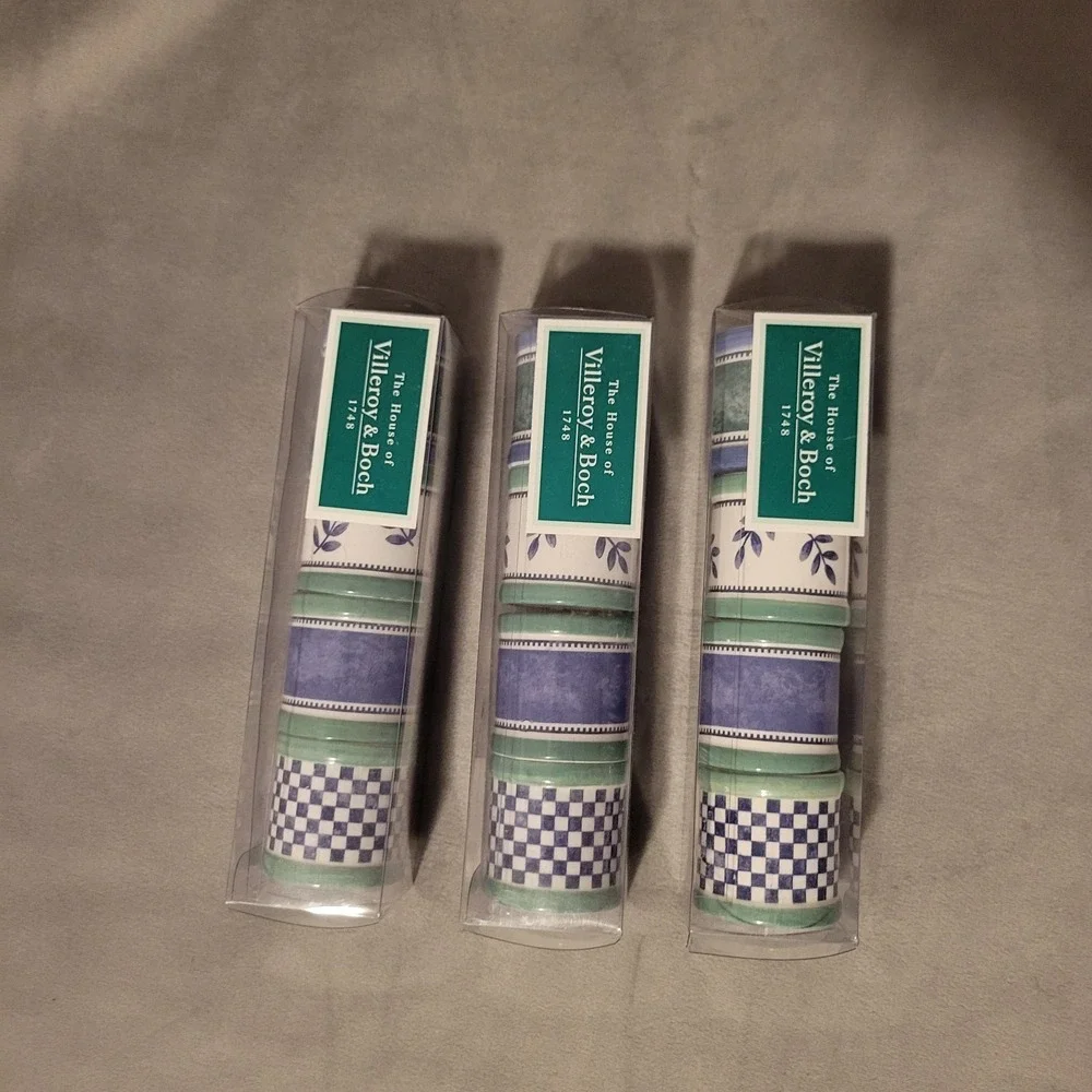 Villeroy & Boch Switch 3 Napkin Rings Set of 4 Dolomite Blue Green White